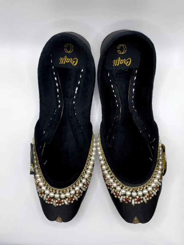 Dark Black Embroider Khussa - 8874 - Image 2
