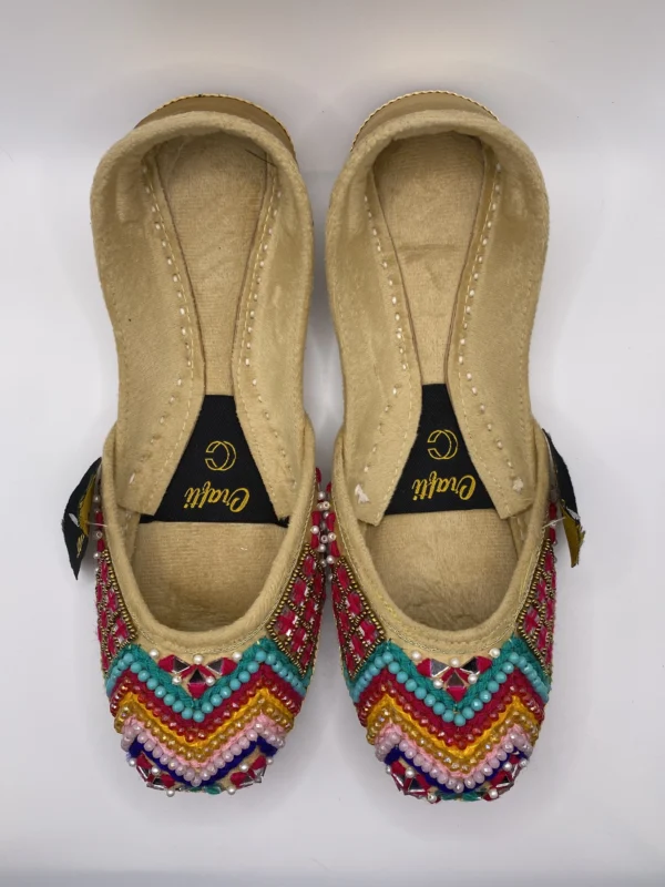 Multi Color Skin  Embroider Khussa - 8874 - Image 2