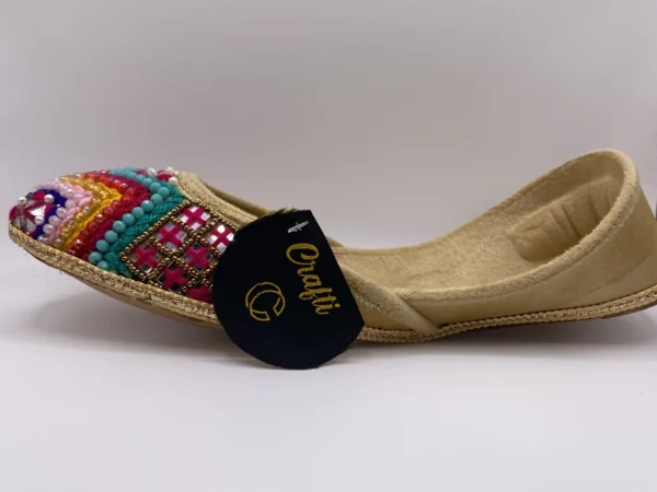 Multi Color Skin  Embroider Khussa - 8874 - Image 4