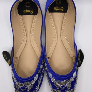 Bold Blue Embroider Khussa - 8874