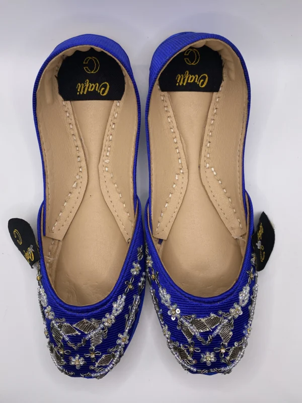 Bold Blue Embroider Khussa - 8874