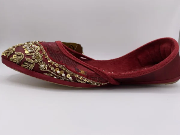 Maroon White Embroider Khussa - 9341 - Image 4