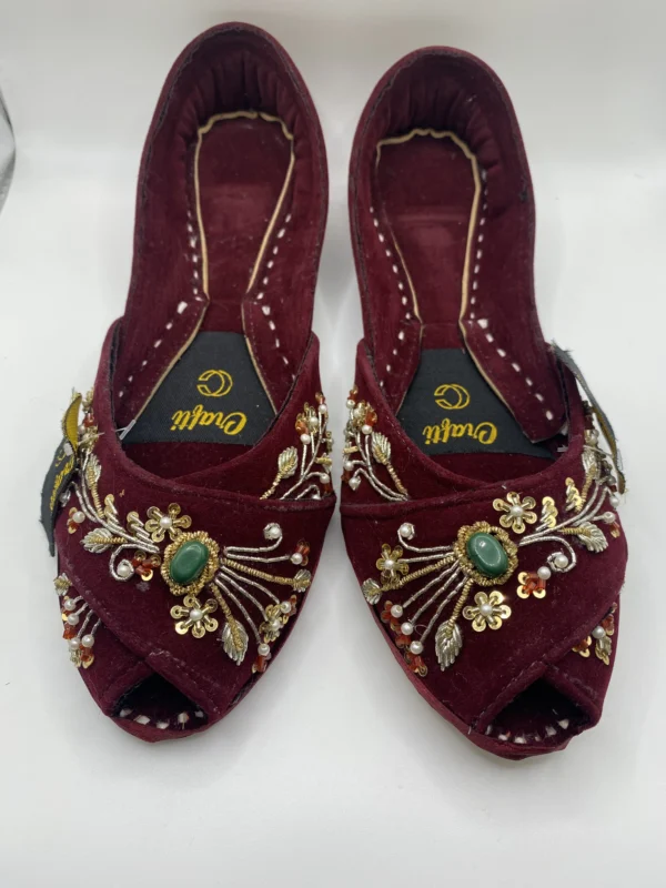 Maroon Embraided Khussa - 9878 - Image 2