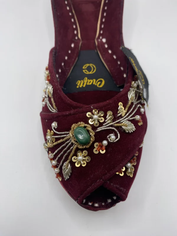 Maroon Embraided Khussa - 9878 - Image 3