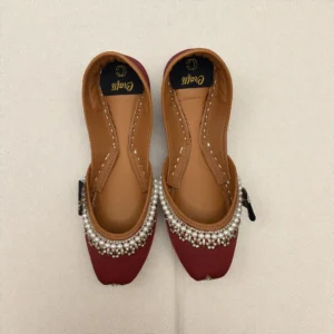 Light Maroon Embroider Khussa - 8845