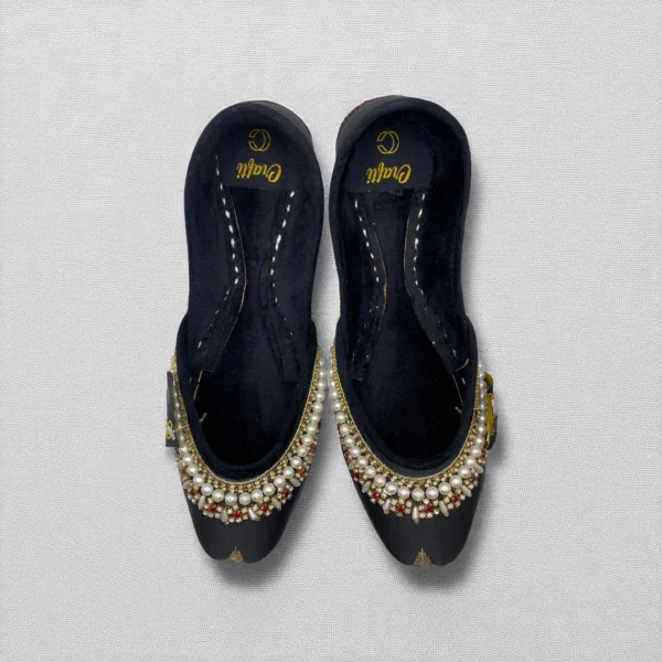 Dark Black Embroider Khussa - 8874