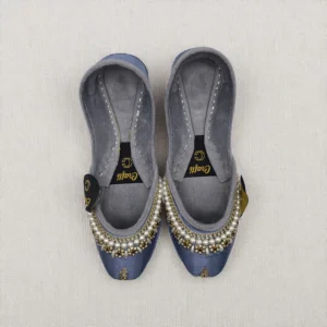 Bold Gray Embroider Khussa - 8859