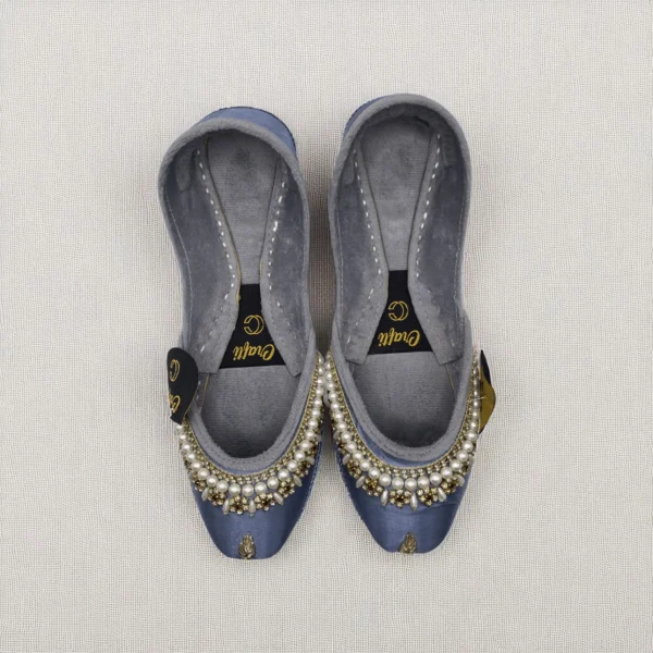 Bold Gray Embroider Khussa - 8859
