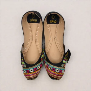 Multi Color Black Embroider Khussa - 8866