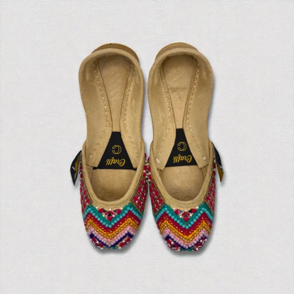Multi Color Skin  Embroider Khussa - 8874