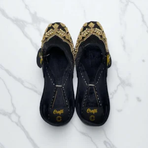 Black Embroider Khussa - 9334