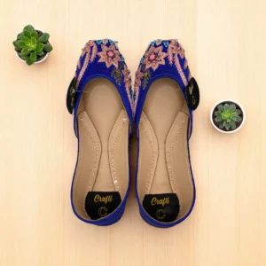 Blue Pink Embroider Khussa - 9396