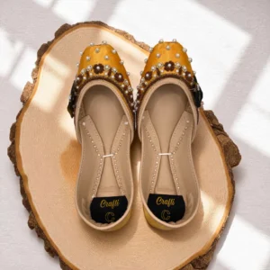 Mustard Yellow Embroider Khussa - 9396